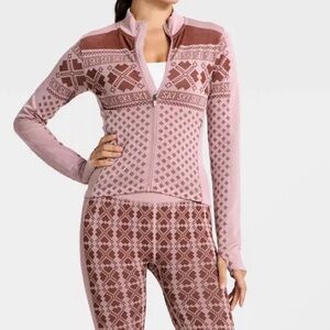 New Set All In Motion Seamless Fair Isle Printed Full Zip Jacket & leggings XXL